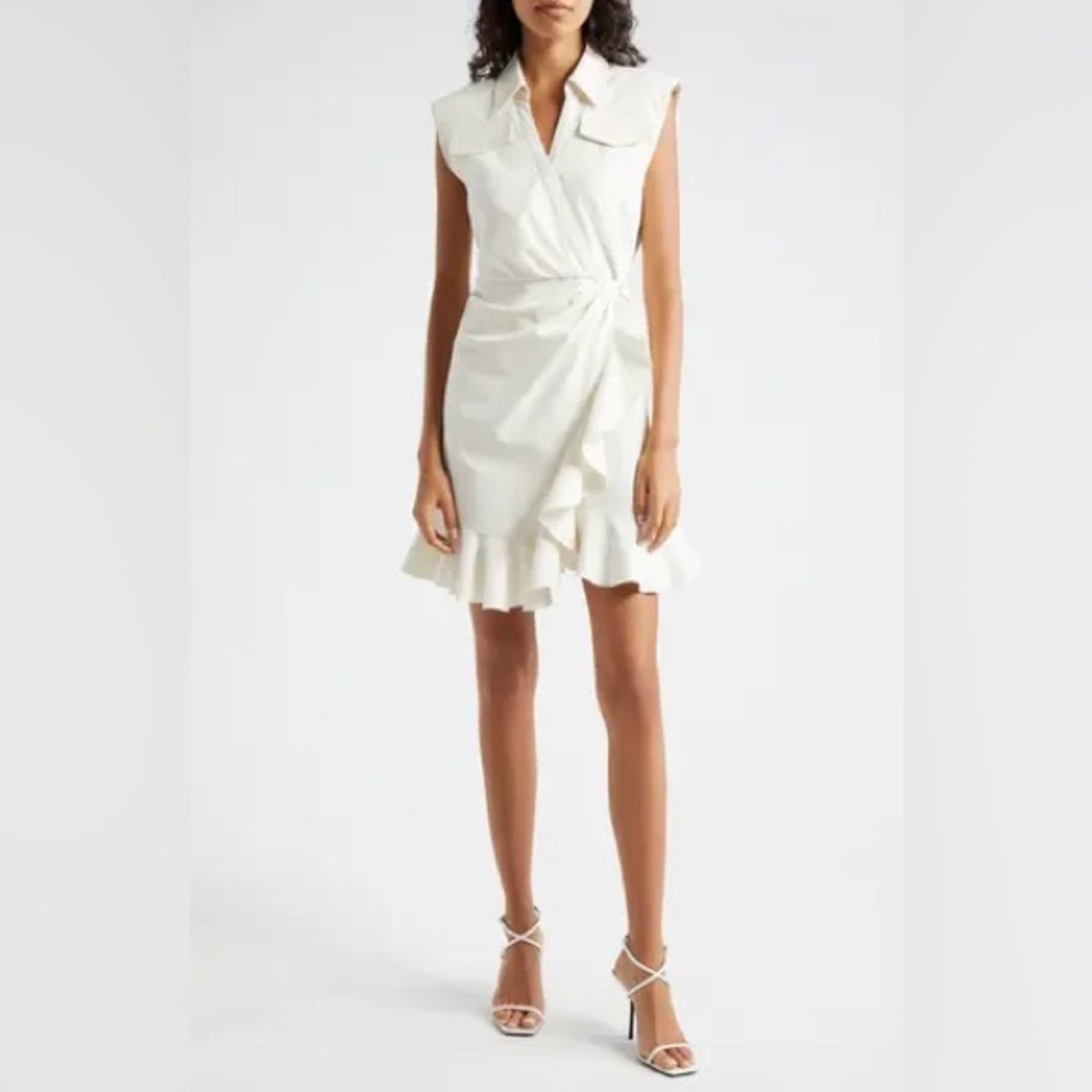 Cinq à Sept Cream Ivory Asymmetrical Ruffled Dress Size 0